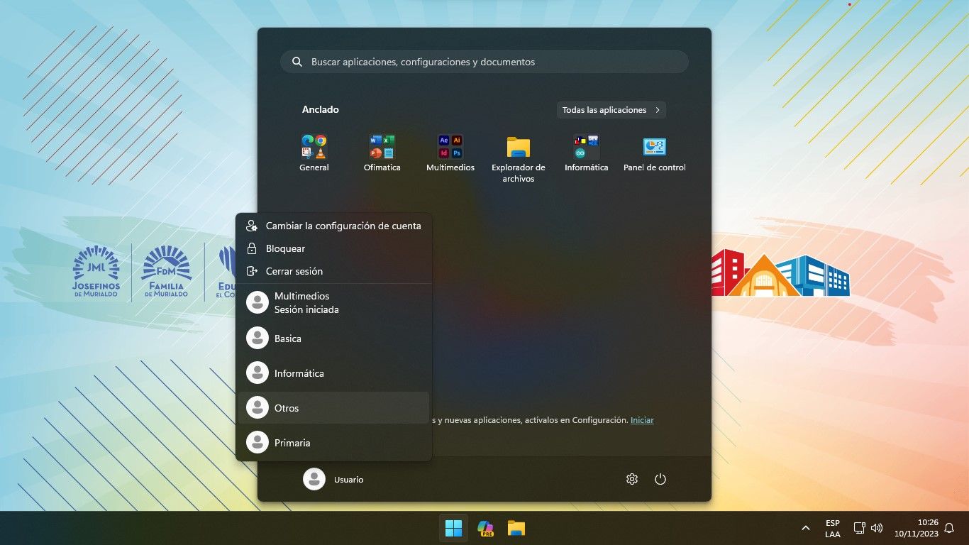 Windows 11 menu with user accounts
